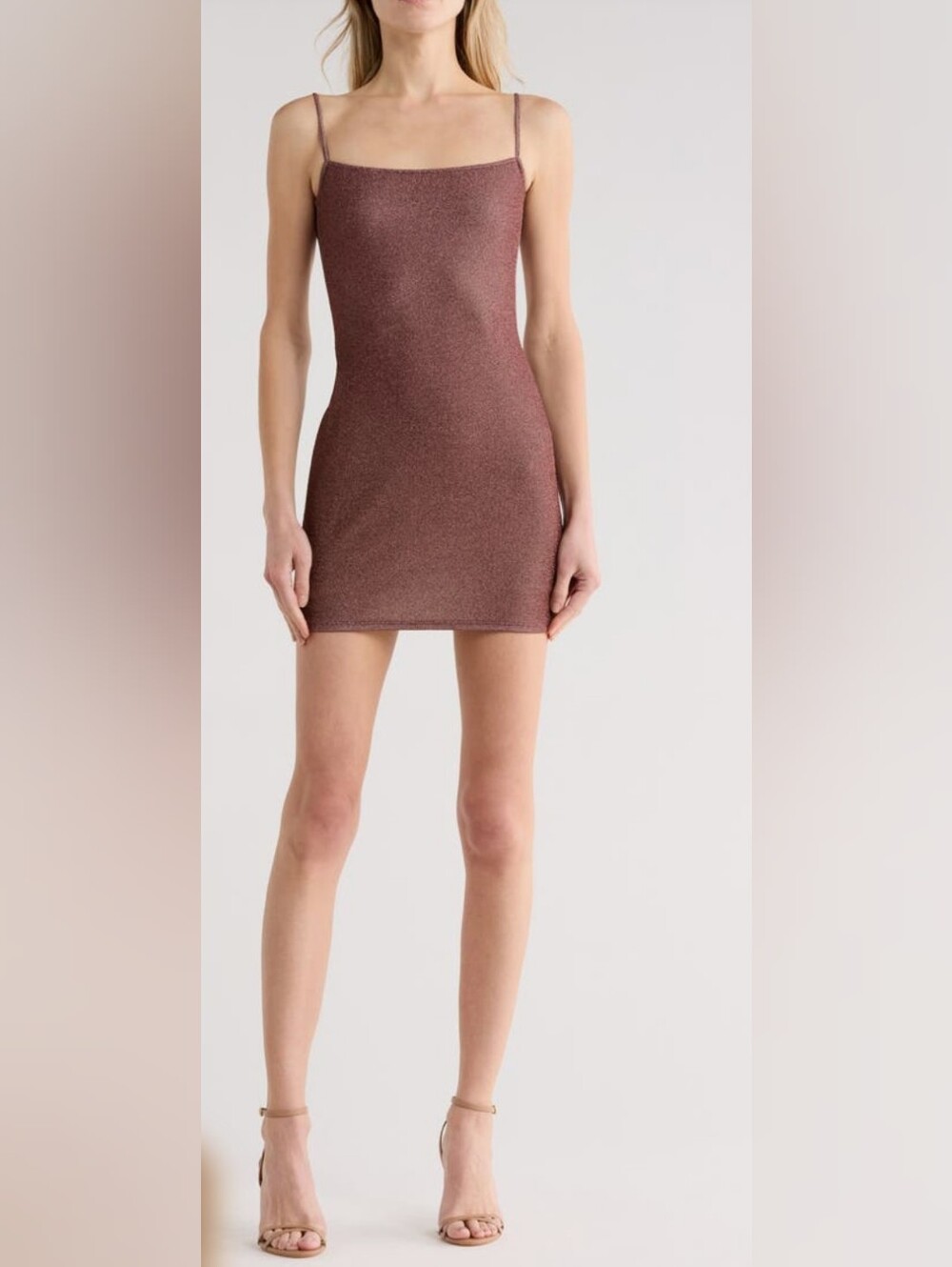 Reformation x Laura Harrier Kitty Knit Chocolate Sparkle Mini Dress NWT